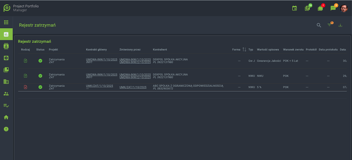 Zatrzymania i gwarancje